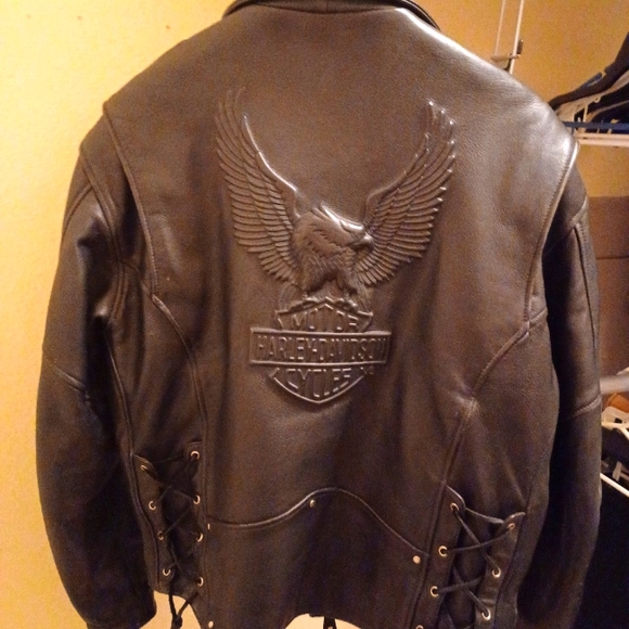 Men’s Harley Davidson Leather Jacket Eagle Embossed - large - Picture 12 of 12